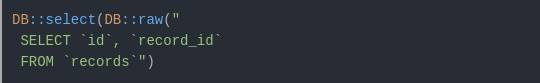 Выполнить sql запрос в ларавель через db raw Выполнить sql запрос в ларавель через db raw
