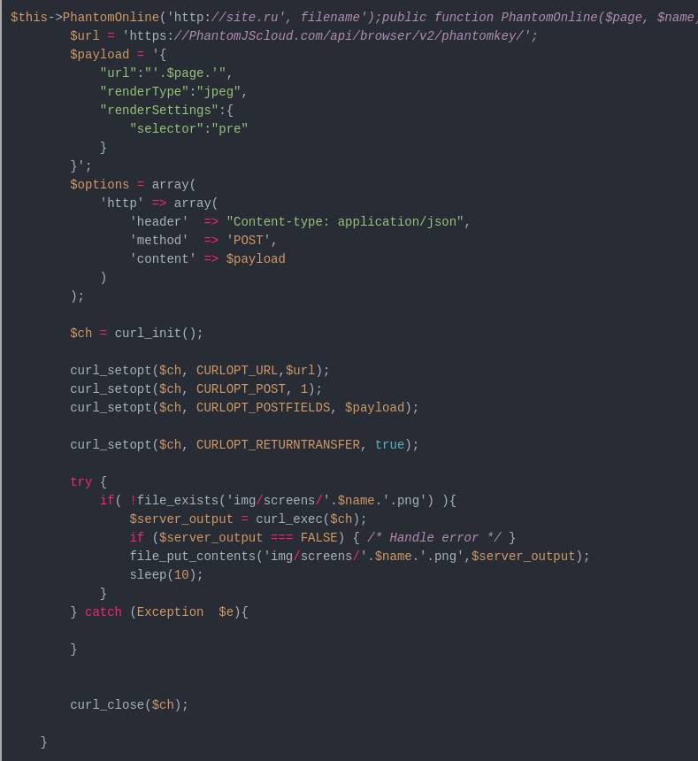 Сделать скриншот сайта на php с помощью сервиса PhantomJScloud Сделать скриншот сайта на php с помощью сервиса PhantomJScloud